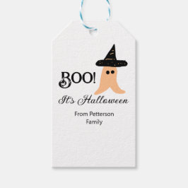 Het is Halloween van de familienaam oranje spook Cadeaulabel