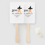 Het is Halloween van de familienaam oranje spook Handwaaier (Voorkant en achterkant)