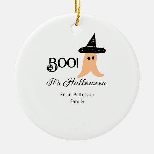 Het is Halloween van de familienaam oranje spook Keramisch Ornament (Voorkant)