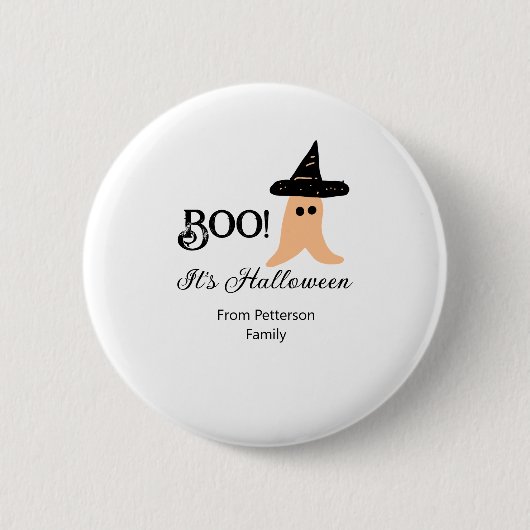Het is Halloween van de familienaam oranje spook Ronde Button 5,7 Cm (Voorkant)