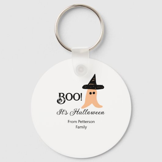Het is Halloween van de familienaam oranje spook Sleutelhanger (Voorkant)