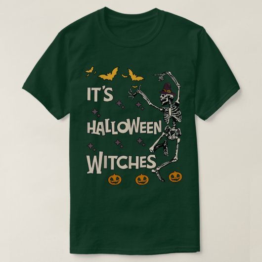 Het is Halloween Witches  Witch Skeleton Hall T-shirt (Design voorkant)