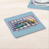 Het is Hammer Time Blue Crab met Hammer op Gingham Kartonnen Onderzetters (Schuin)