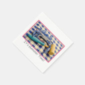 Het is Hammer Time Blue Crab met Hammer op Gingham Servet (Hoek)