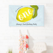 Het is heerlijk om 1e verjaardag van One Lemon Blu Spandoek (Insitu)