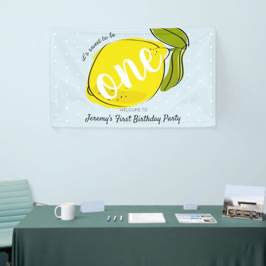 Het is heerlijk om 1e verjaardag van One Lemon Blu Spandoek (Beurs)