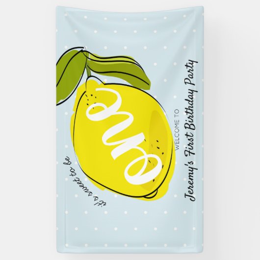 Het is heerlijk om 1e verjaardag van One Lemon Blu Spandoek (Verticaal)