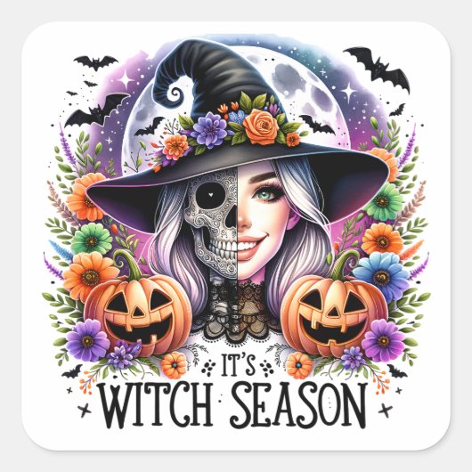 Het is heksenseizoen party Stickers en labels (Voorkant)