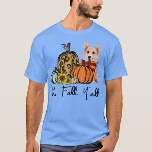 Het is herfst allemaal Corgi Luipaard Pompoen Zonn T-shirt