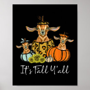 Het is herfst allemaal geit dier luipaard pompoen poster