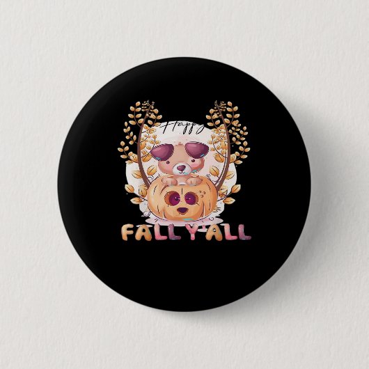 Het is herfst allemaal Pompoen Halloween Kat Ronde Button 5,7 Cm (Voorkant)