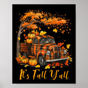 Het is herfst allemaal Pompoen Truck Herfst Boom H Poster