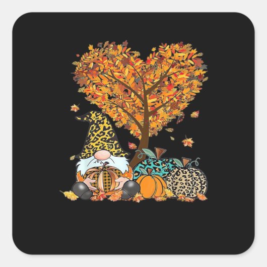 Het is herfst, allemaal schattige kabouters pompoe vierkante sticker (Voorkant)