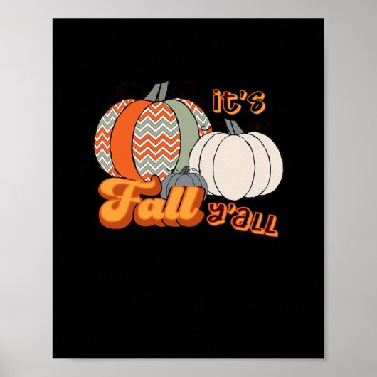 Het is herfst, grappige pompoenen chevron patroon poster (Voorkant)