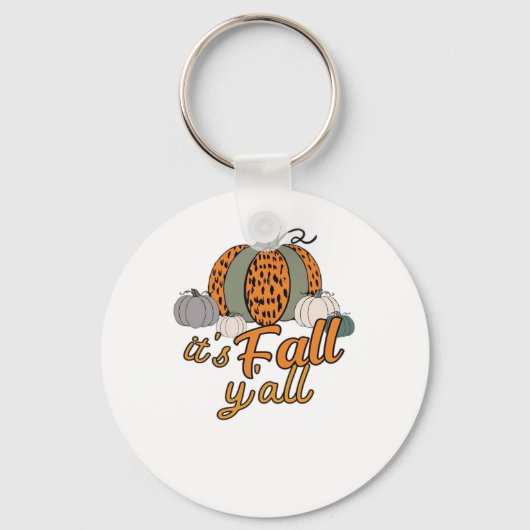 Het is herfst, grappige pompoenen luipaardpatroon sleutelhanger (Voorkant)