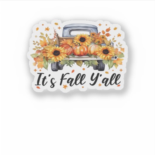 Het is Herfst Hallo Herfst Y'all Pumpkin Autumn Tr Sticker (Voorkant)