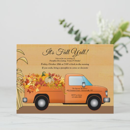 Het is Herfst, iedereen Oogst Uitnodiging (Staand voorkant)