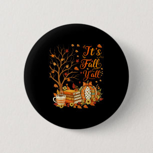 Het is Herfst Jongens Bloemige Pompoen Herfst Koff Ronde Button 5,7 Cm