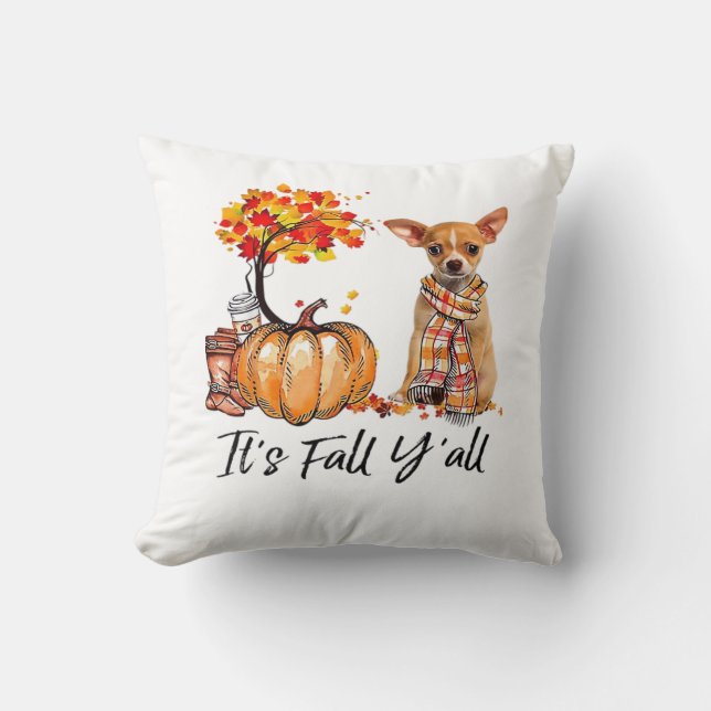 Het is herfst, jongens Chihuahua hond Halloween Kussen (Voorkant)