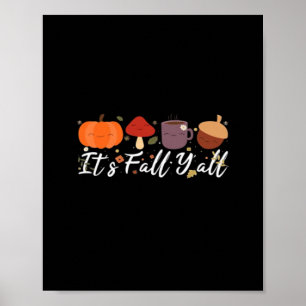 Het is herfst jongens Cute Coffee Pompoen Herfst B Poster