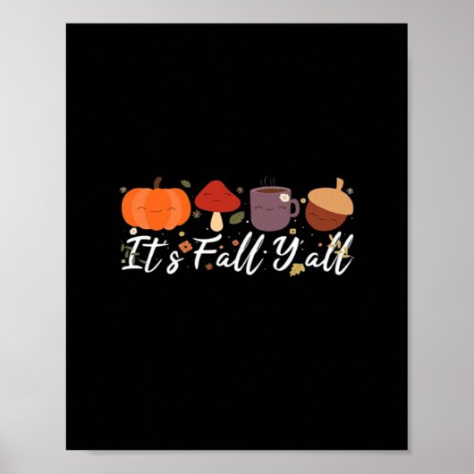 Het is herfst jongens Cute Coffee Pompoen Herfst B Poster (Voorkant)