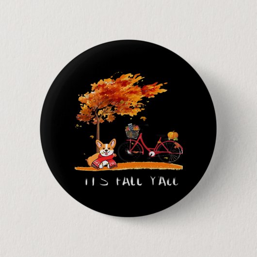 Het is herfst, jongens! Dachshund herfstkostuum Ronde Button 5,7 Cm (Voorkant)