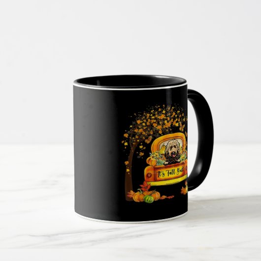 Het is herfst jongens Goldendoodle Thanksgiving Po Mok (Voorkant rechts)