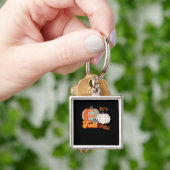 Het is herfst jongens, Grappige pompoenen Chevron- Sleutelhanger (Hand)
