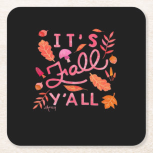 Het is herfst, jongens handlettering herfst citaat kartonnen onderzetters