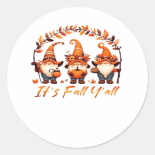 Het is herfst jongens Pompoen Kabouter Herfst Boom Ronde Sticker