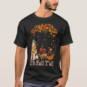 Het is Herfst Jongens Siberische Husky Fiets Pompo T-shirt