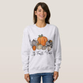 Het is Herfst Mensen Typografie van Pompoenveld Trui (Voorkant volledig)