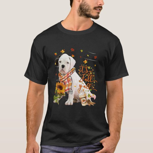 Het is Herfst Y All Boxer Dog Thanksgiving Hallowe T-shirt (Voorkant)