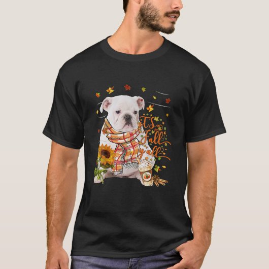Het is Herfst Y All English Bulldog Thanksgiving T-shirt (Voorkant)