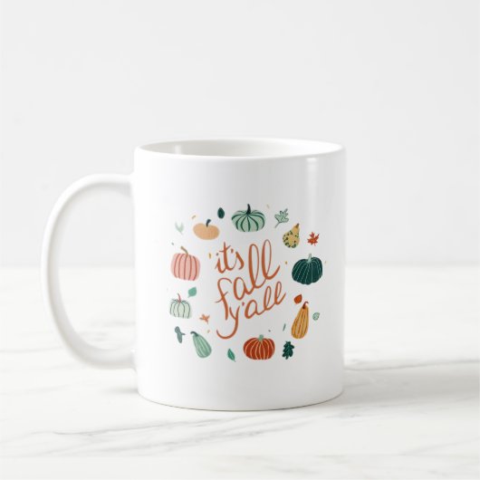 Het is Herfst Y’all. Herfst met pompoenen en blade Koffiemok (Links)