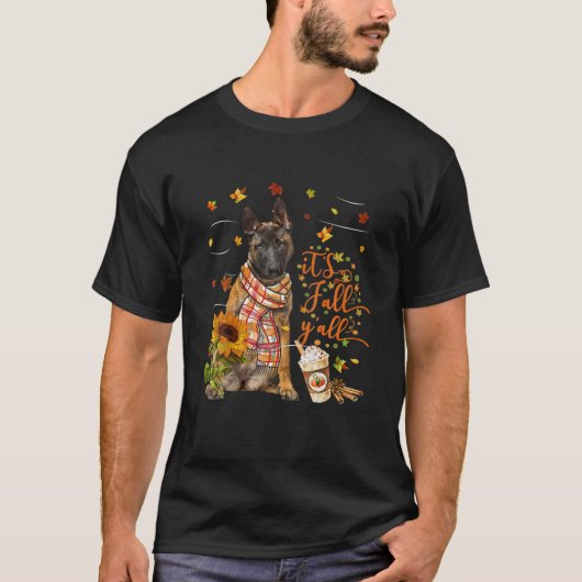 Het is Herfst Y All Malinois Dog Thanksgiving T-shirt (Voorkant)