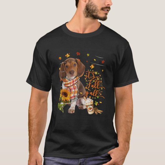 Het is Herfst Y All Pocket Dog Thanksgiving Hallow T-shirt (Voorkant)