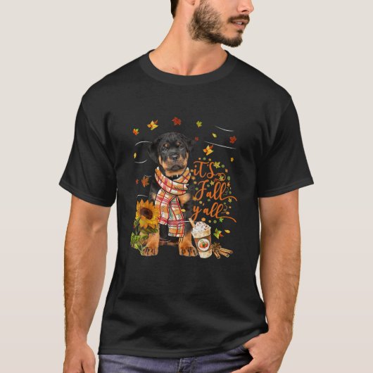 Het is Herfst Y All Rottweiler Dog Thanksgiving T-shirt (Voorkant)
