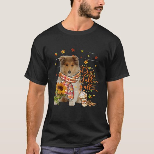 Het is Herfst Y All Rough Collie Dog Thanksgiving T-shirt (Voorkant)