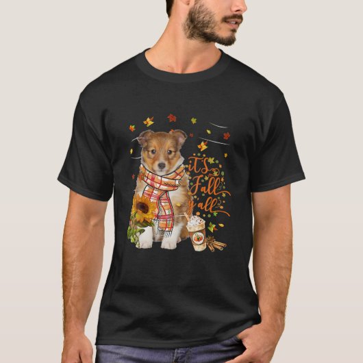 Het is Herfst Y All Shetland Sheepdog Thanksgiving T-shirt (Voorkant)