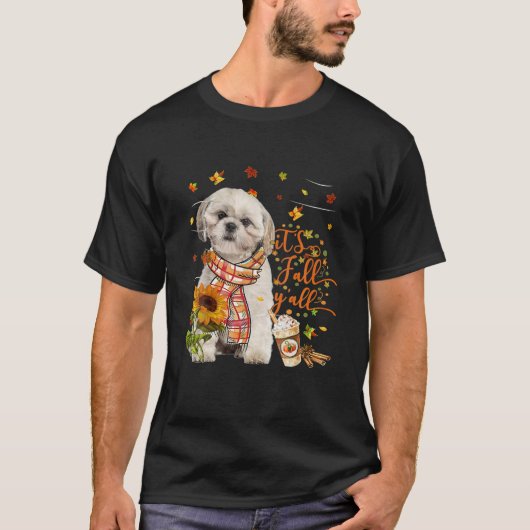 Het is Herfst Y All Shih Tzu Dog Thanksgiving T-shirt (Voorkant)