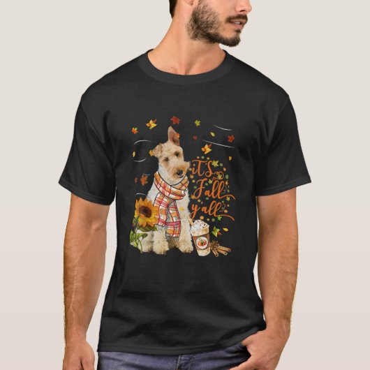 Het is Herfst Y All Wire Fox Terrier Dog Thanksgiv T-shirt (Voorkant)