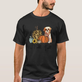 Het is Herfst Y alle geel Shih Tzu Dog Leopard Pum T-shirt