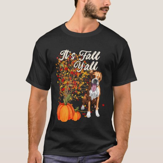 Het is Herfst Y alle schattige Boxer Dog Autumn T-shirt (Voorkant)