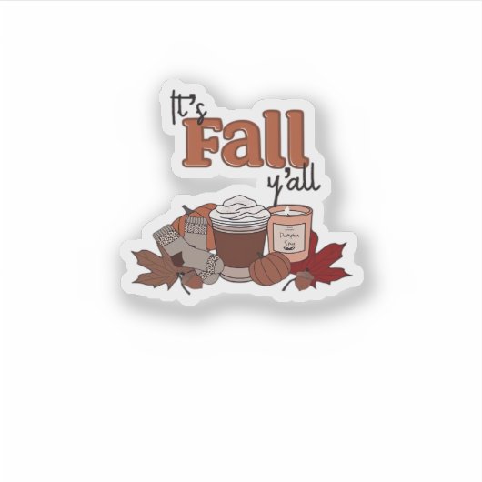 Het is Herfst Y'all Aesthetic Simple Sticker (Voorkant)