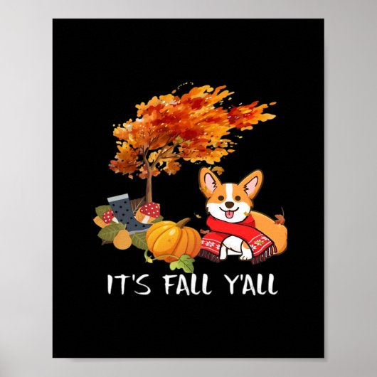 Het is Herfst Y'all Autumn Cool Graphic Poster (Voorkant)