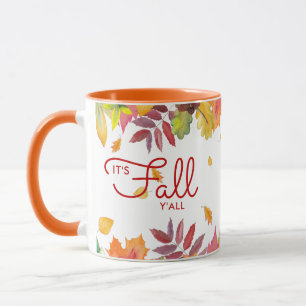 Het is Herfst Y'all Autumn Leaves Personalized Mok