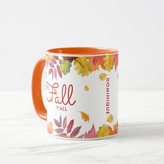 Het is Herfst Y'all Autumn Leaves Personalized Mok (Voorkant links)