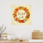 Het is Herfst Y'all Autumn Leaves Wreath Poster (Keuken)