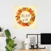Het is Herfst Y'all Autumn Leaves Wreath Poster (Thuiskantoor)